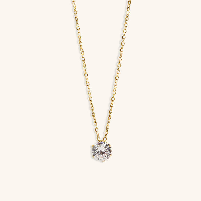 Solitaire Pendant Necklace with Chain for Everyday
