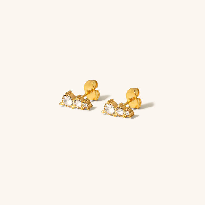 Gold-Plated Stud Earrings with Crystal Stones