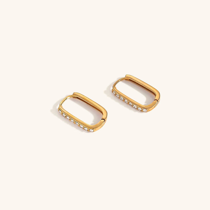 Gold-Tone Hoop Earrings with Crystal Pavé Bar Detail