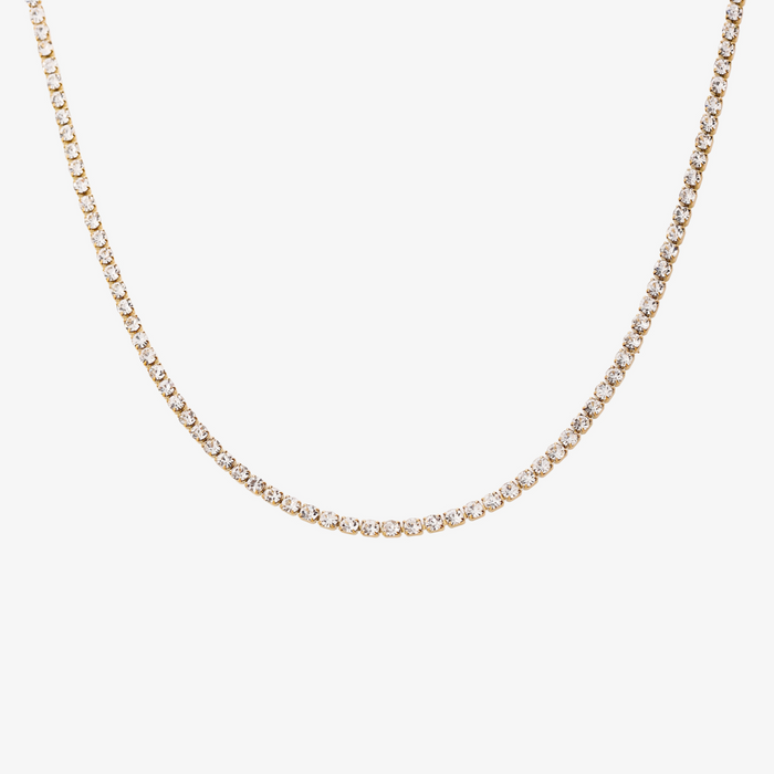 Cubic Zirconia Tennis Necklace with Gold Plating