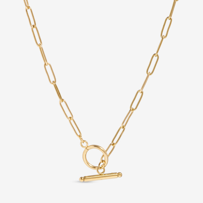Women's Paperclip Chain Necklace with Toggle Clasp