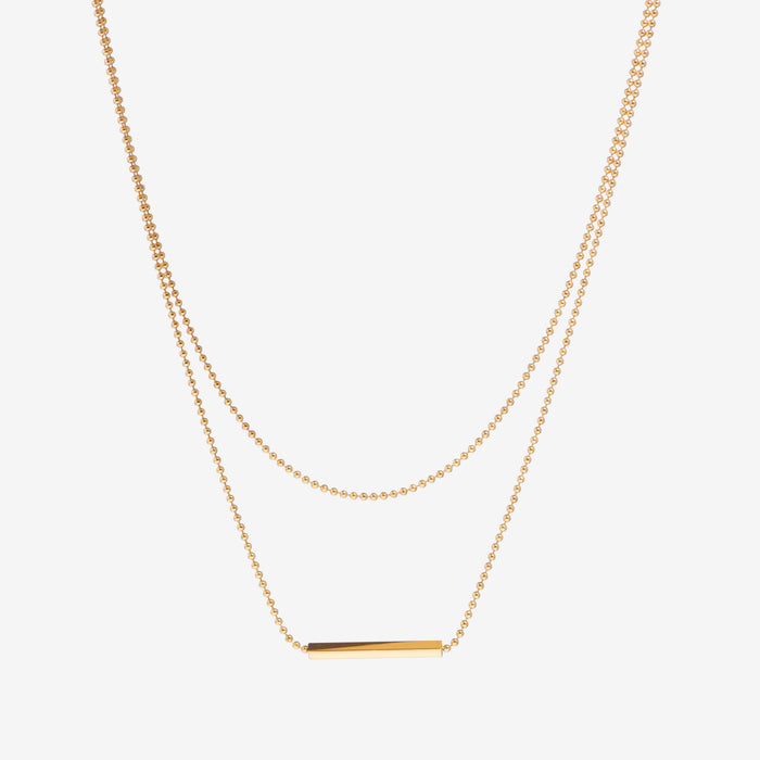 Layered Bar Pendant Necklace Gold and Silver Tone
