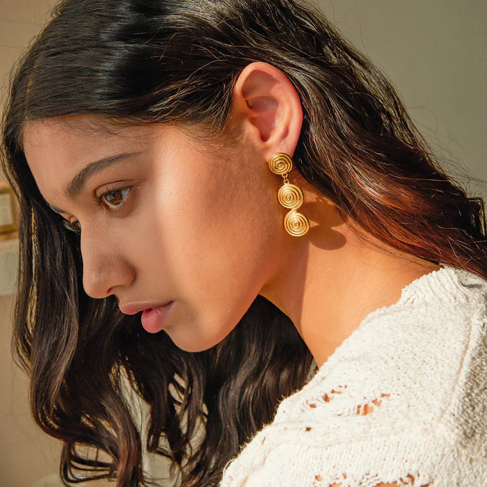 Gold-Plated Infinity Spiral Earrings for Women with Stainless Steel