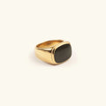 Gold-Plated Signet Ring with Synthetic Stone