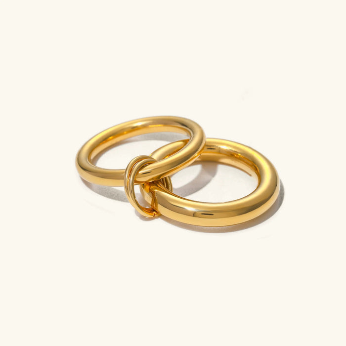 Stacked Gold Ring with Interlocking Band Design