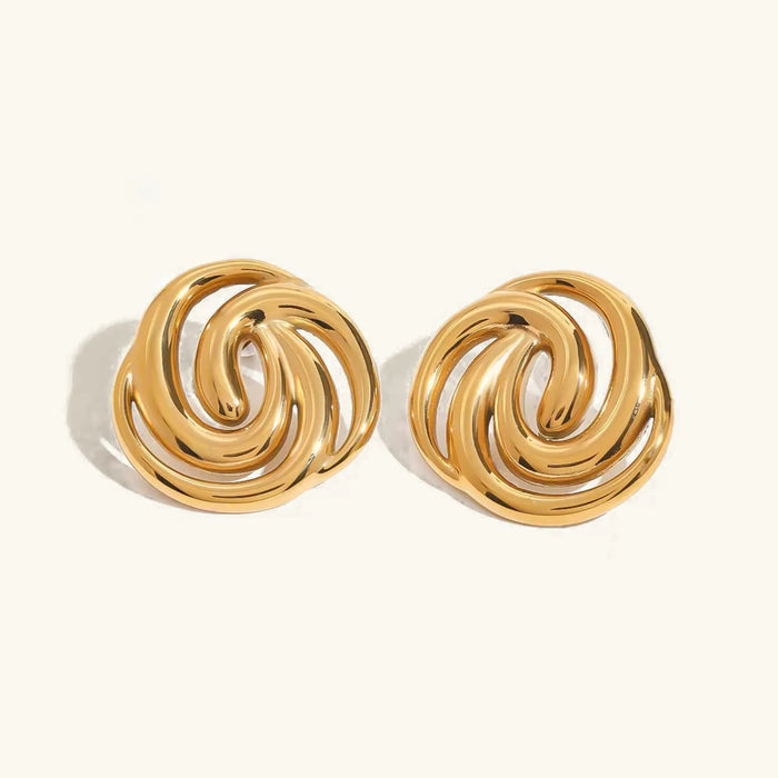 Triple Spiral Stud Earrings with Swirl Design