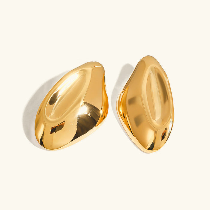 Women's Gold Hoop Earrings Curved Chunky Design