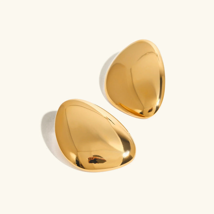 Chunky Bean-Shaped Hoop Earrings in Gold Finish