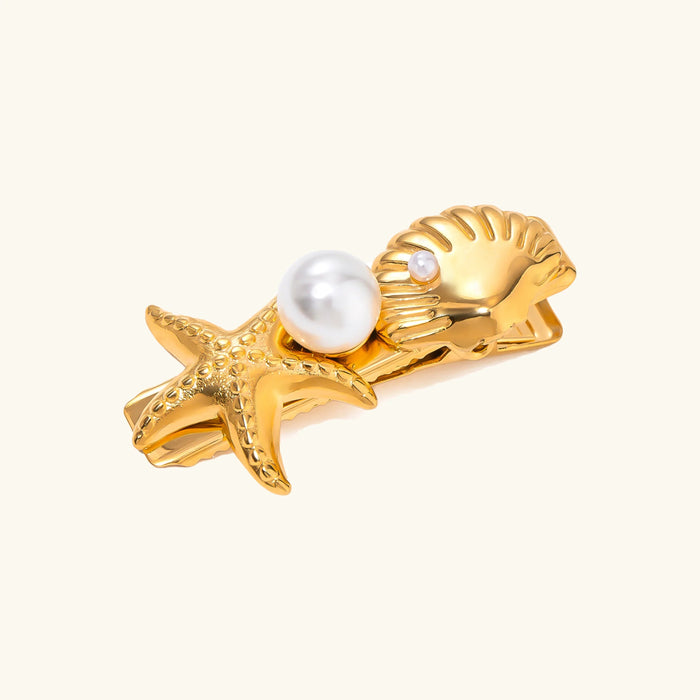 Shell and Pearl Hair Clip with Starfish Detail