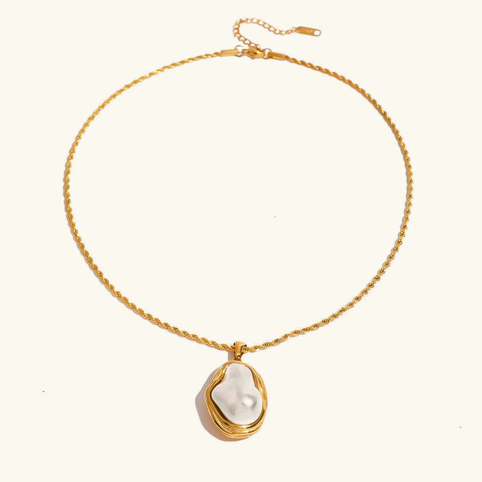 Mother of Pearl Pendant Necklace Rope Chain