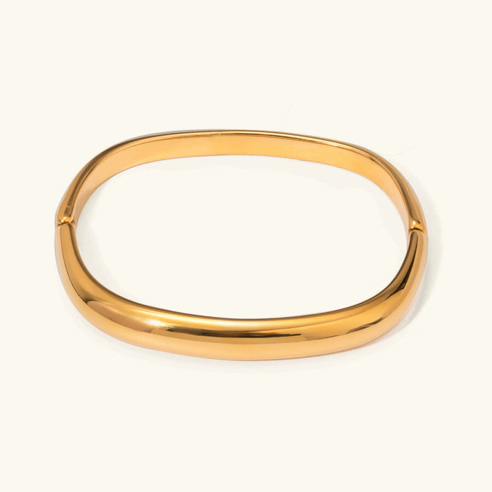 Women's Gold Rounded Square Hinged Bangle Bracelet