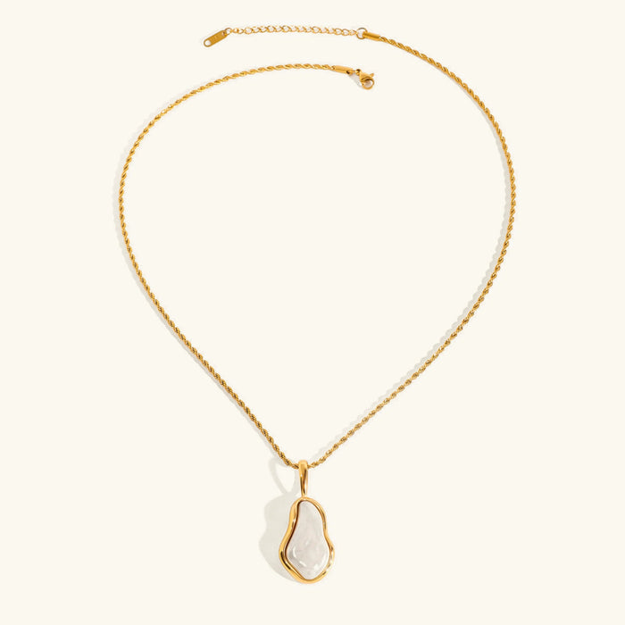 Gold Freshwater Pearl Pendant Necklace with Chain