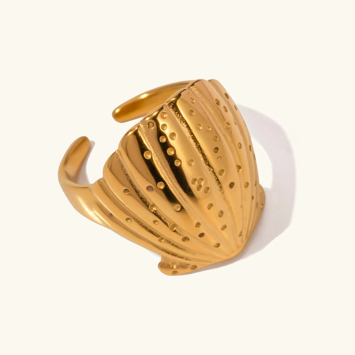 Women's Seashell Statement Ring Adjustable Open-Ended
