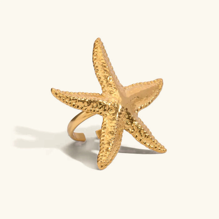 Starfish Ring Open Adjustable Gold Design