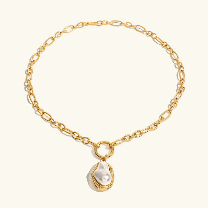 Pearl Chain Necklace with Mother-of-Pearl Pendant