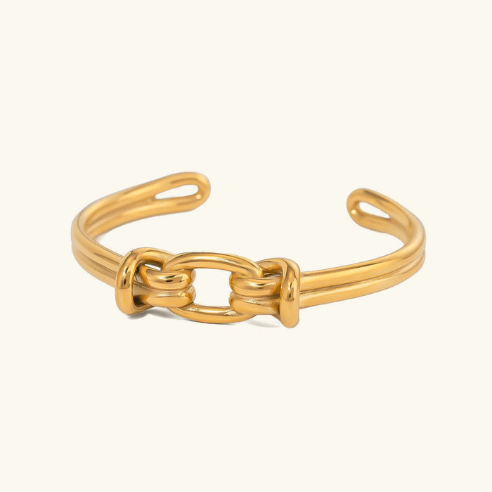 Gold-Tone Knot Cuff Bangle Adjustable Open Design