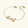 Gold-Plated Faux Pearl Butterfly Bracelet