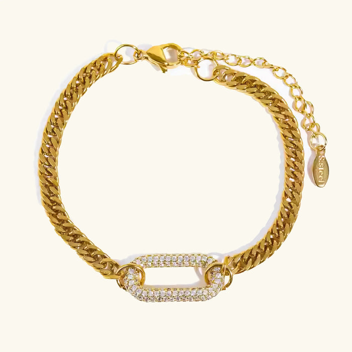 Chunky Curb Chain Bracelet with Pavé Link Detail