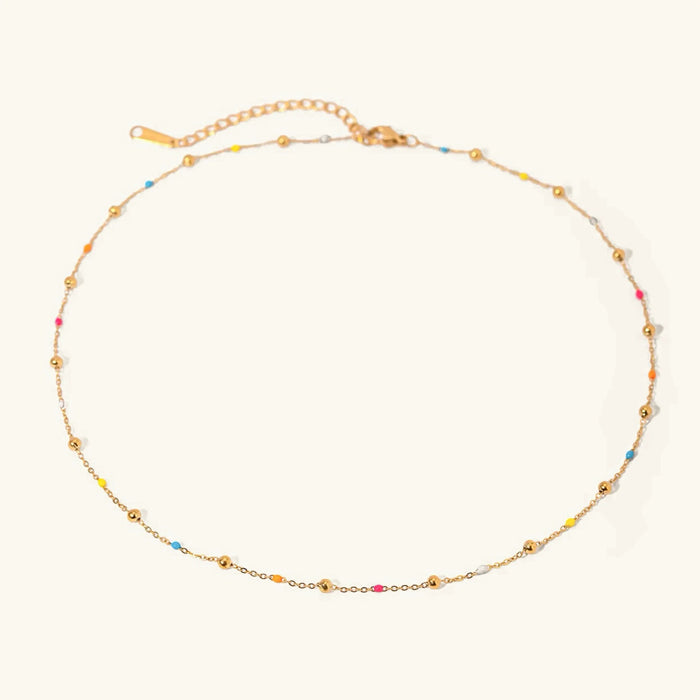 Gold-Plated Dainty Beaded Chain Necklace for Women