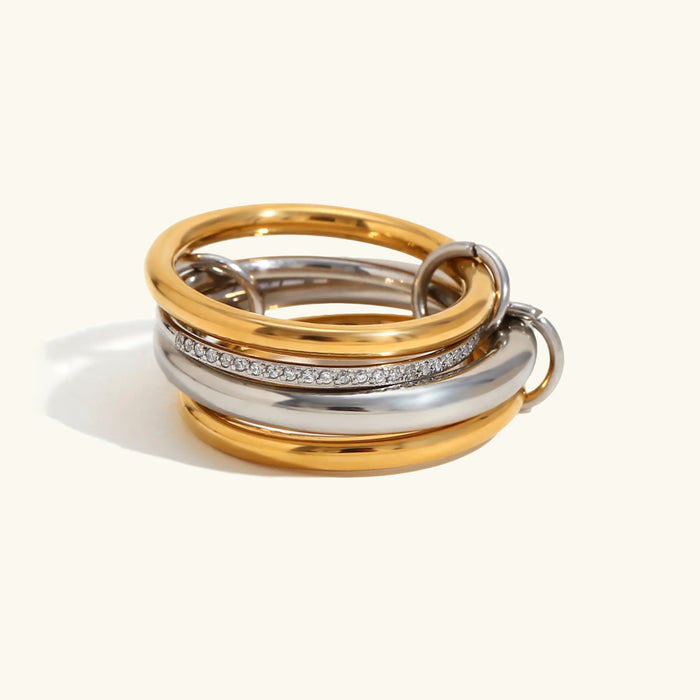 Women's Diamond Stackable Ring Set 18k Gold Plated