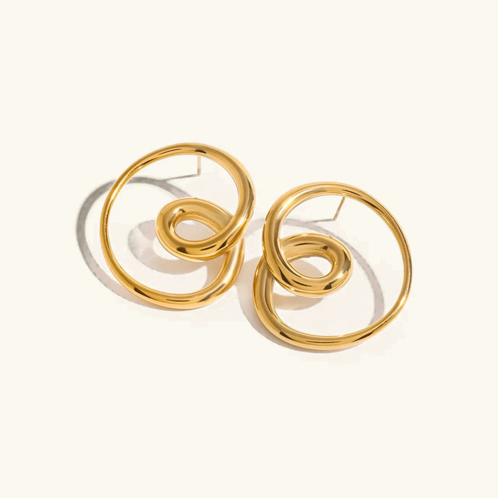 Women's Spiral Twist Hoop Earrings Waterproof Stud