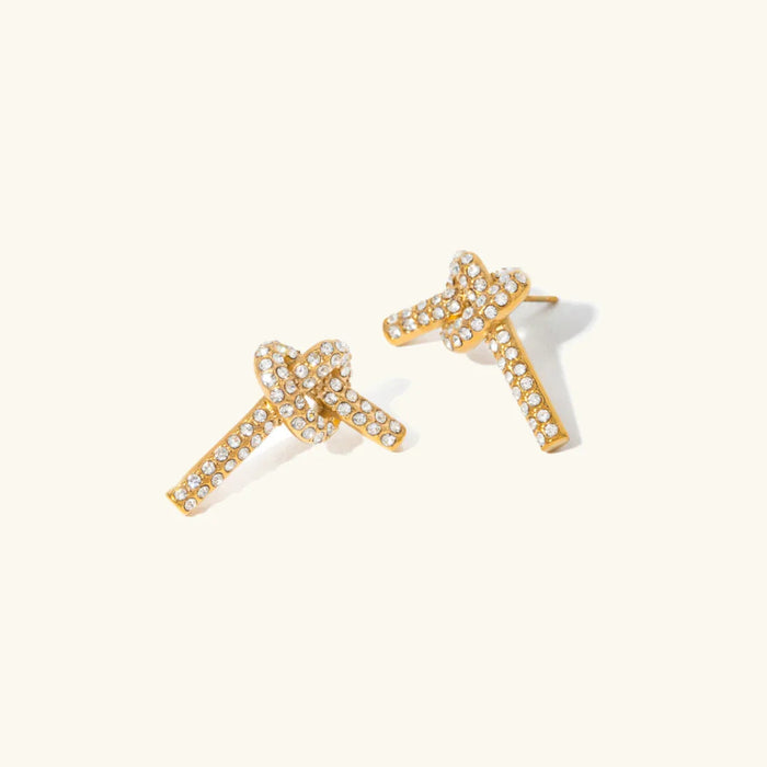 Pavé Cross Stud Earrings with Crystal Detailing