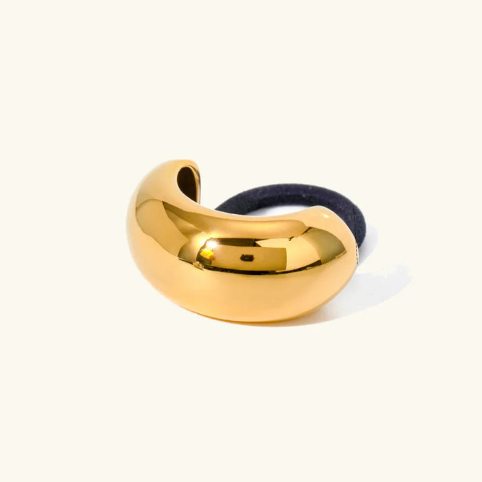 Gold Dome Hair Cuff with Elastic Band for Ponytails