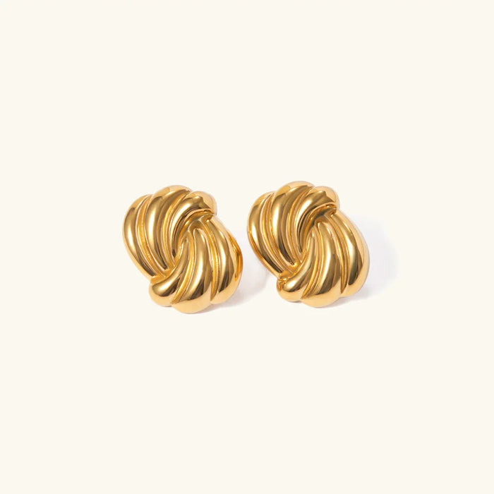 Twisted Knot Stud Earrings 18k Gold Plated Hypoallergenic