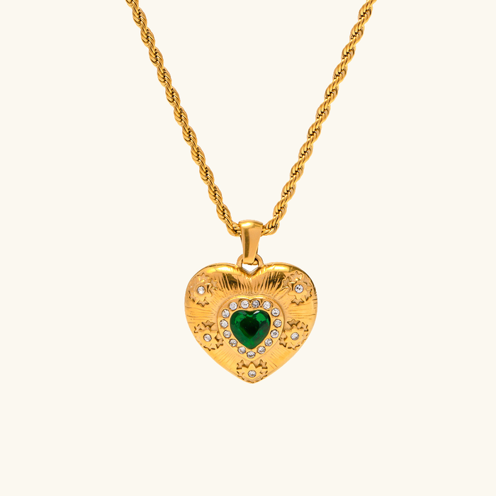 Women's Heart Pendant Necklace with Crystal Accents