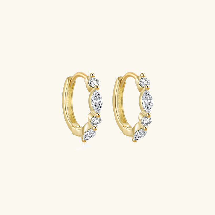 Women's Diamond Hoop Earrings with Marquise Stones