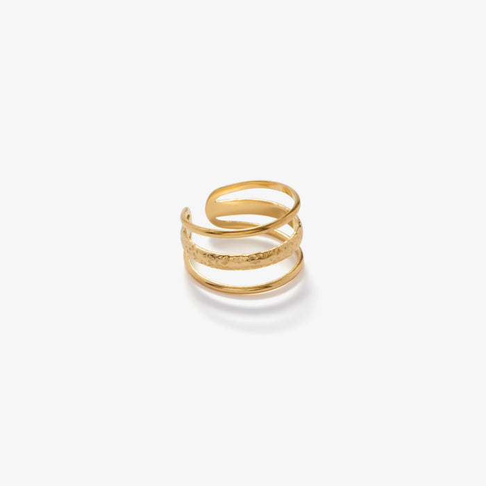 Triple-Layer Adjustable Ring with Hammered Detail