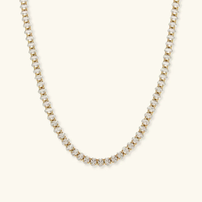 Gold-Plated Diamond Tennis Necklace For Women
