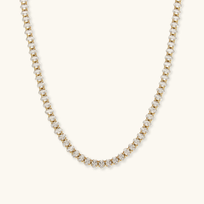 Tennis Necklace with Diamond Simulants 18k Gold Plated