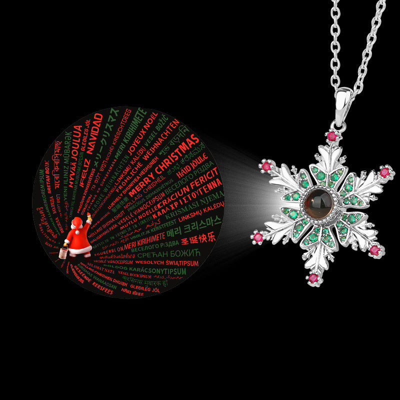 Zircon snowflake projection necklace for Christmas