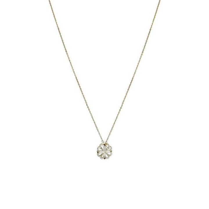 Gold magnetic four leaf clover heart necklace