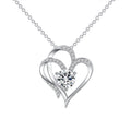 Silver double heart necklace with zircon