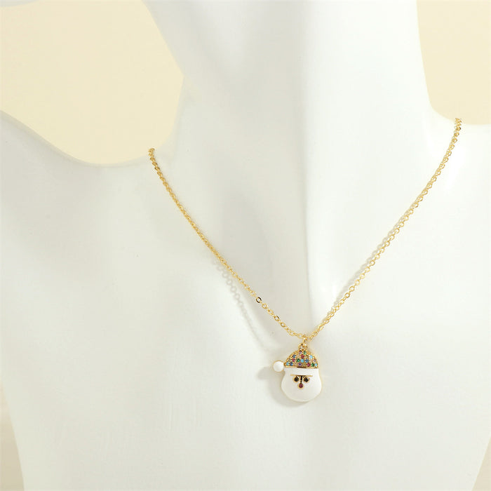 Christmas Charm Necklace with Enamel and Rhinestone Pendant