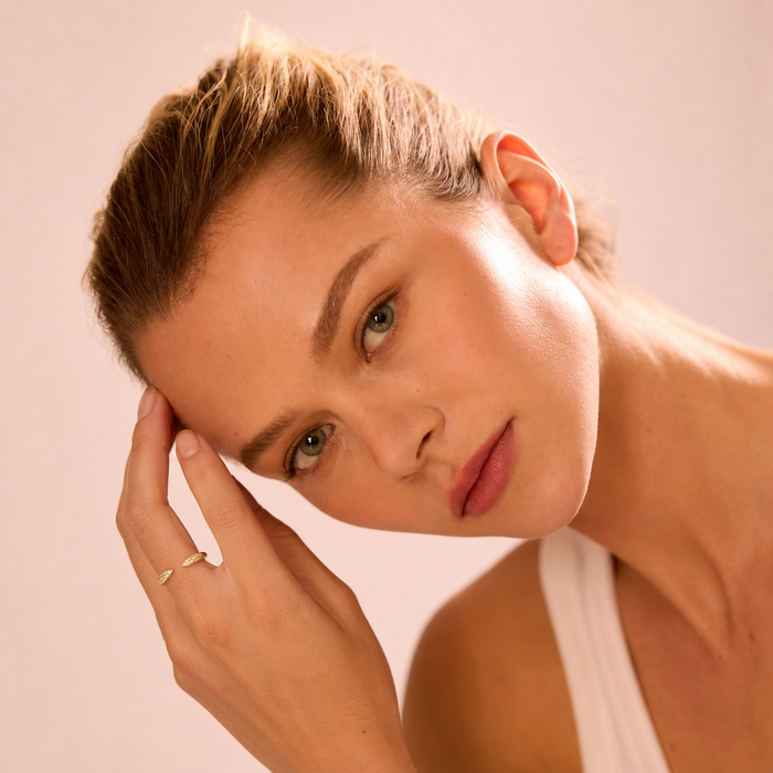 Women's Open Cuff Ring with Crystal Pavé Detailing