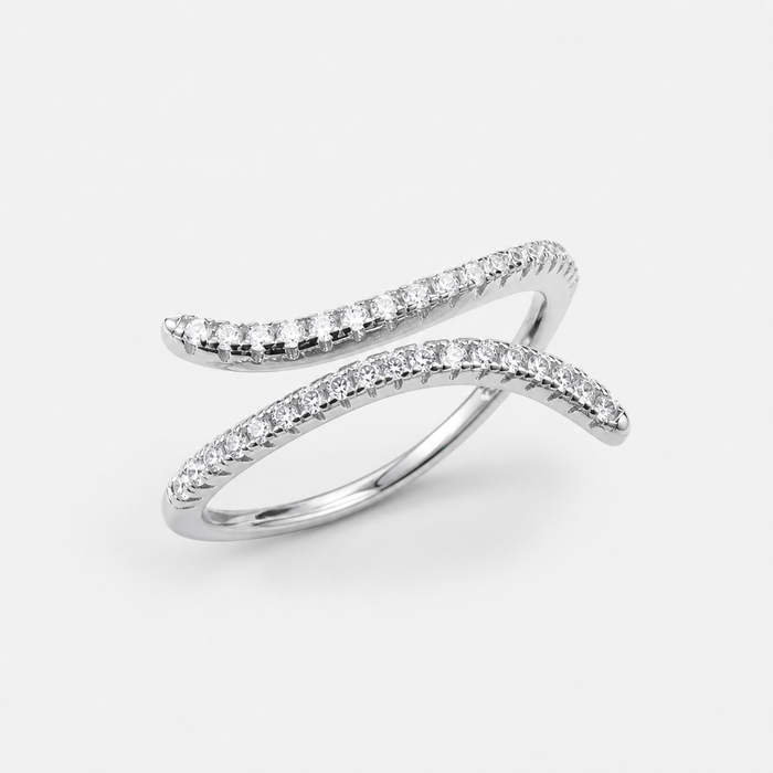 Sterling Silver Crystal Flare Ring with 18K Plating