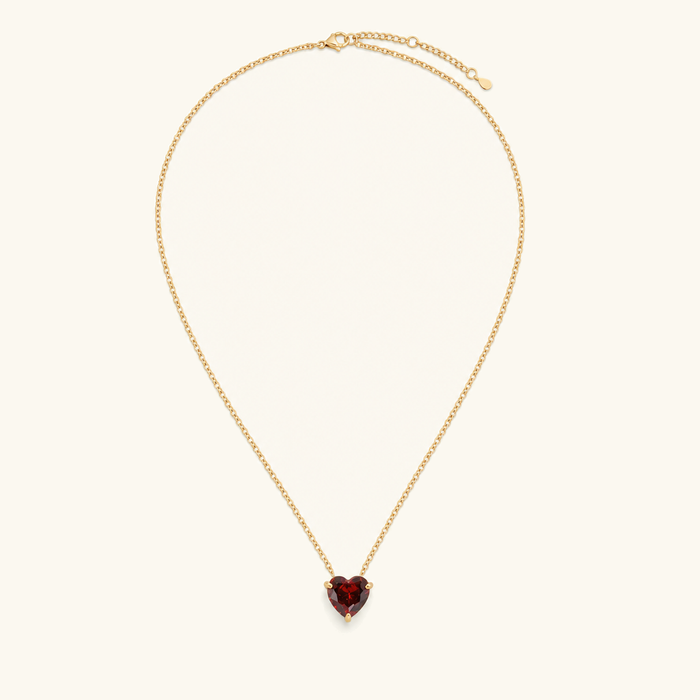 Birthstone Heart Necklace with Faceted Crystal Pendant