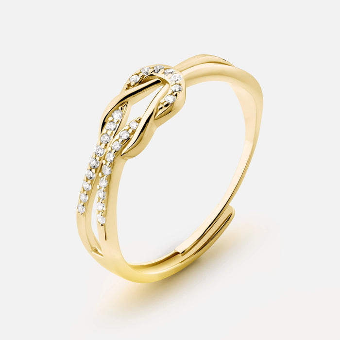 Adjustable Knot Thumb Ring with Pavé Stones