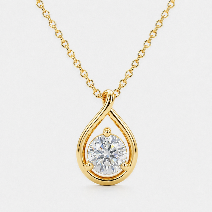 Pear-Cut Moissanite Solitaire Pendant Necklace in 14K Gold
