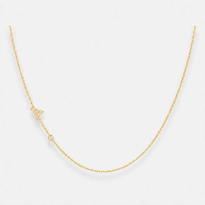 Women's Pavé Initial Letter Necklace with Sideways Design