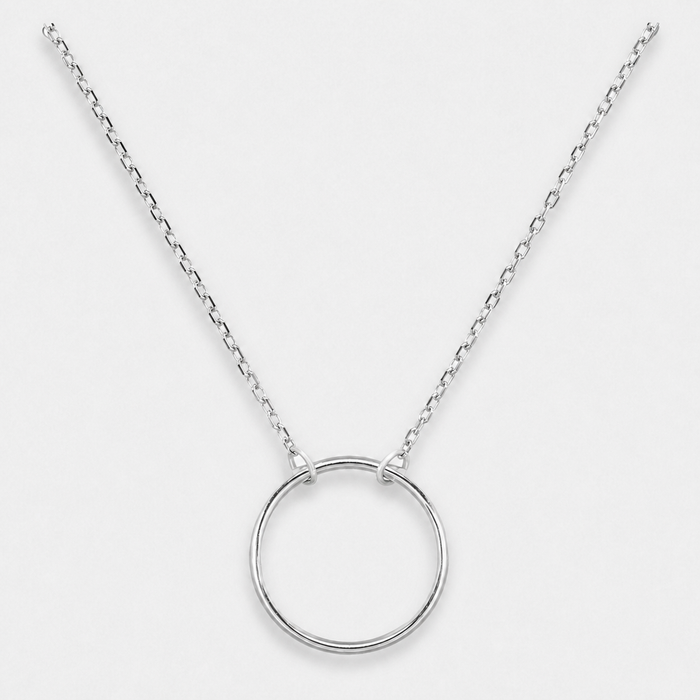 Sterling Silver Circle Pendant Necklace Adjustable