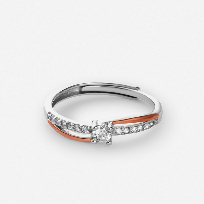 Adjustable Wave Thumb Ring with Pavé Detail