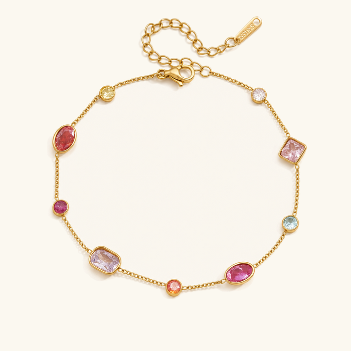 Women's Gemstone Bracelet with Chain and Lobster Clasp