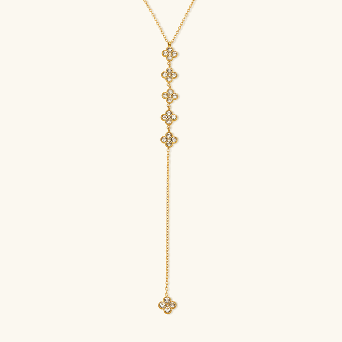 Women's Lariat Drop Necklace with Clover Charms