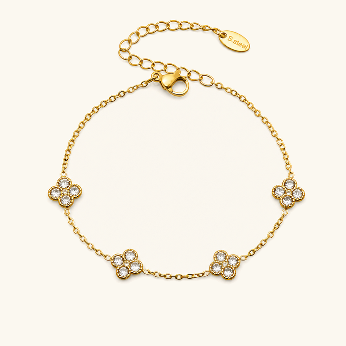 Women's Clover Charm Bracelet with Crystal Stones