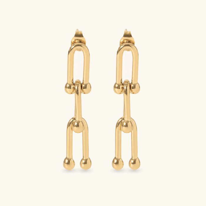 Gold-Tone Chain Link Drop Earrings Post Back